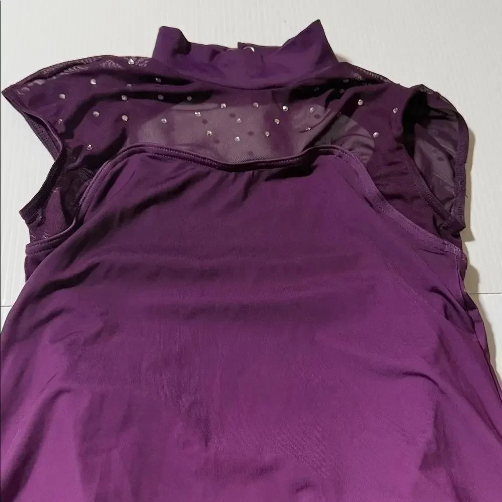 WEISSMAN Dance Costume purple rhinestones ombre Have Mercy 13294 IC- child 7/8